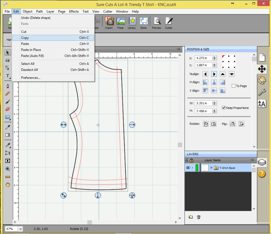 107 Copy pattern piece