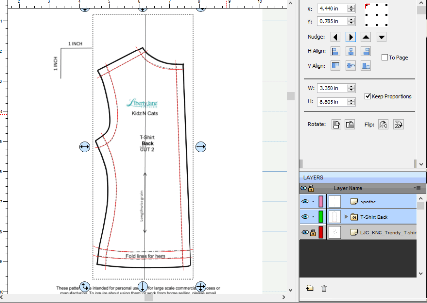 90 Pattern Grain Line added