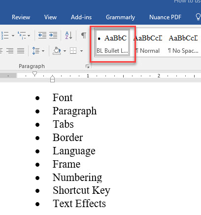 09 Bullet List Style Applied